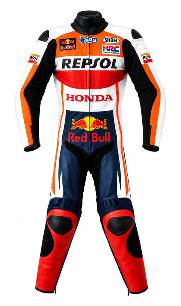 Honda Racing Leather Motorcycle Suit – Red White One Piece Biker Gear