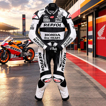 Honda Motorcycle Racing Suit for Men  Custom Cowhide Leather One Piece Biker Suit