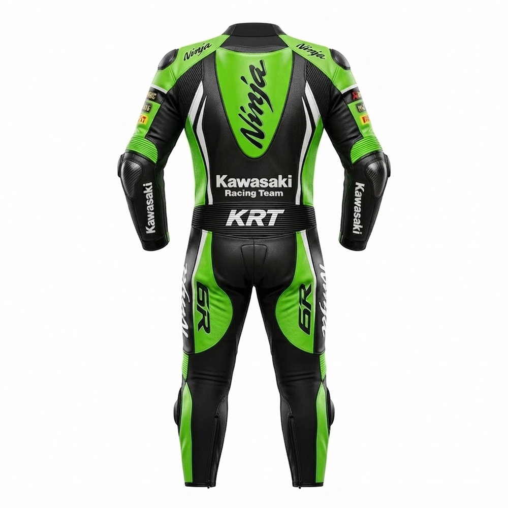 Kawasaki Motorbike Men's Suit: Custom Biker Leather Motorcycle Racing Suit Men