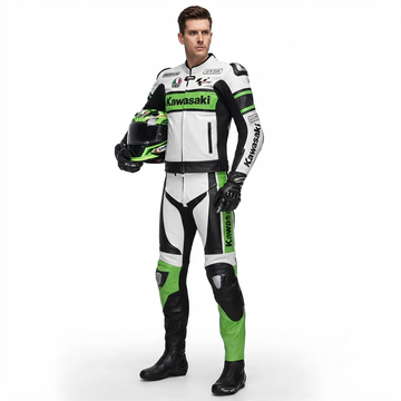 Kawasaki Motorbike Original Cowhide Leather Suit 2PC Suit