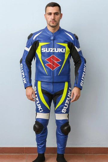 Suzuki Motorcycle Racing Suit – Custom Genuine Leather Biker Gear